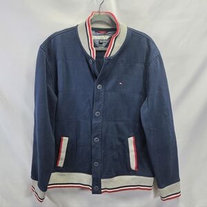 Tommy Hilfiger Men’s Varsity Cardigan Sweater Jacket Navy XL Retro